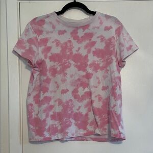 Primark Pink and White Tie-Dye Short Sleeve Top